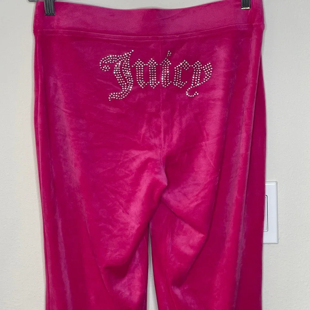 Juicy Couture Pink Velour Track Pants Embellished Logo Size‎ M